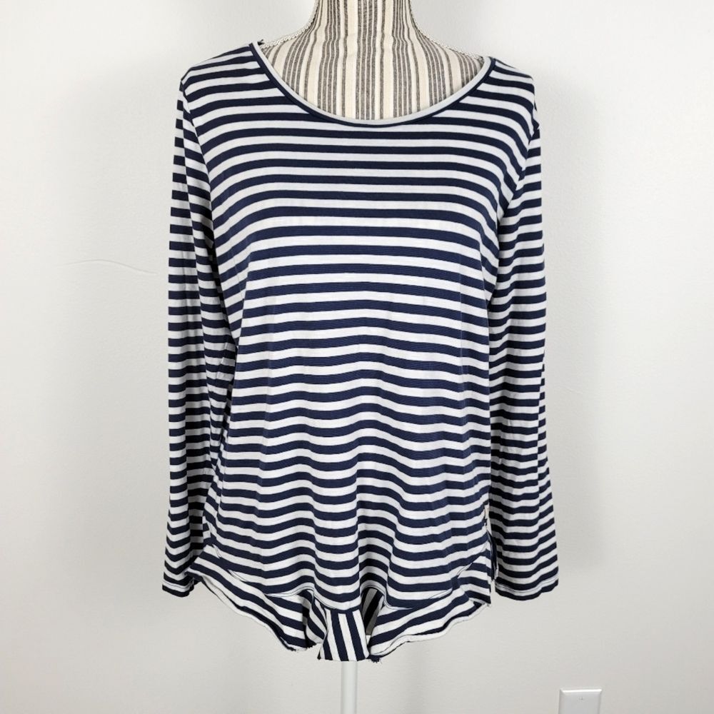 Toad & Co Xl Navy and White Striped Women's Stretchy Long Sleeve Top
